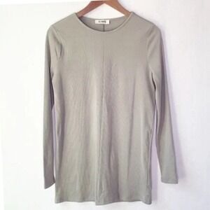 4th+Reckless Women Small Gray Ribbed Knit Long Sleeve Crew Neck‎ Slit Back Shirt
